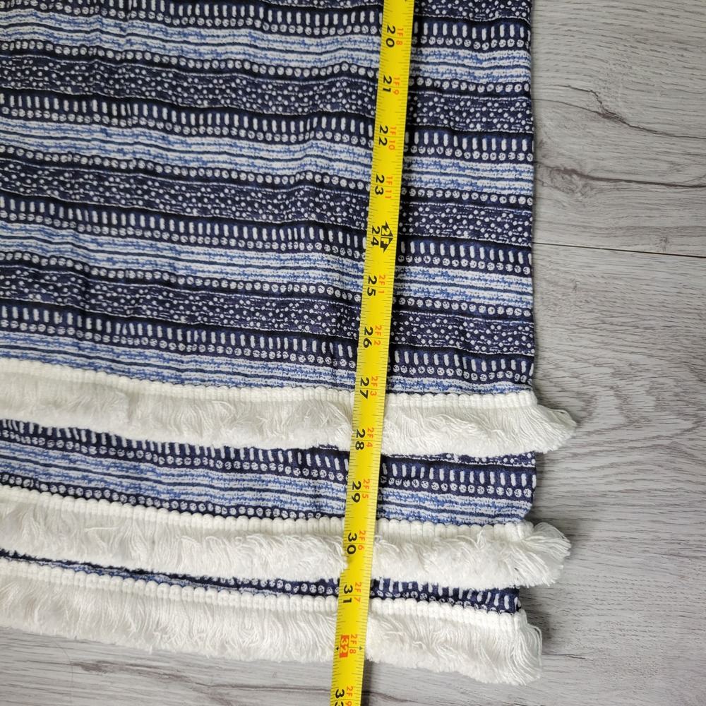 Bleu Rod Beattie Swim Cover-Up Small Blue Striped Fringe Boho Coastal Beachwear - Picture 8 of 9